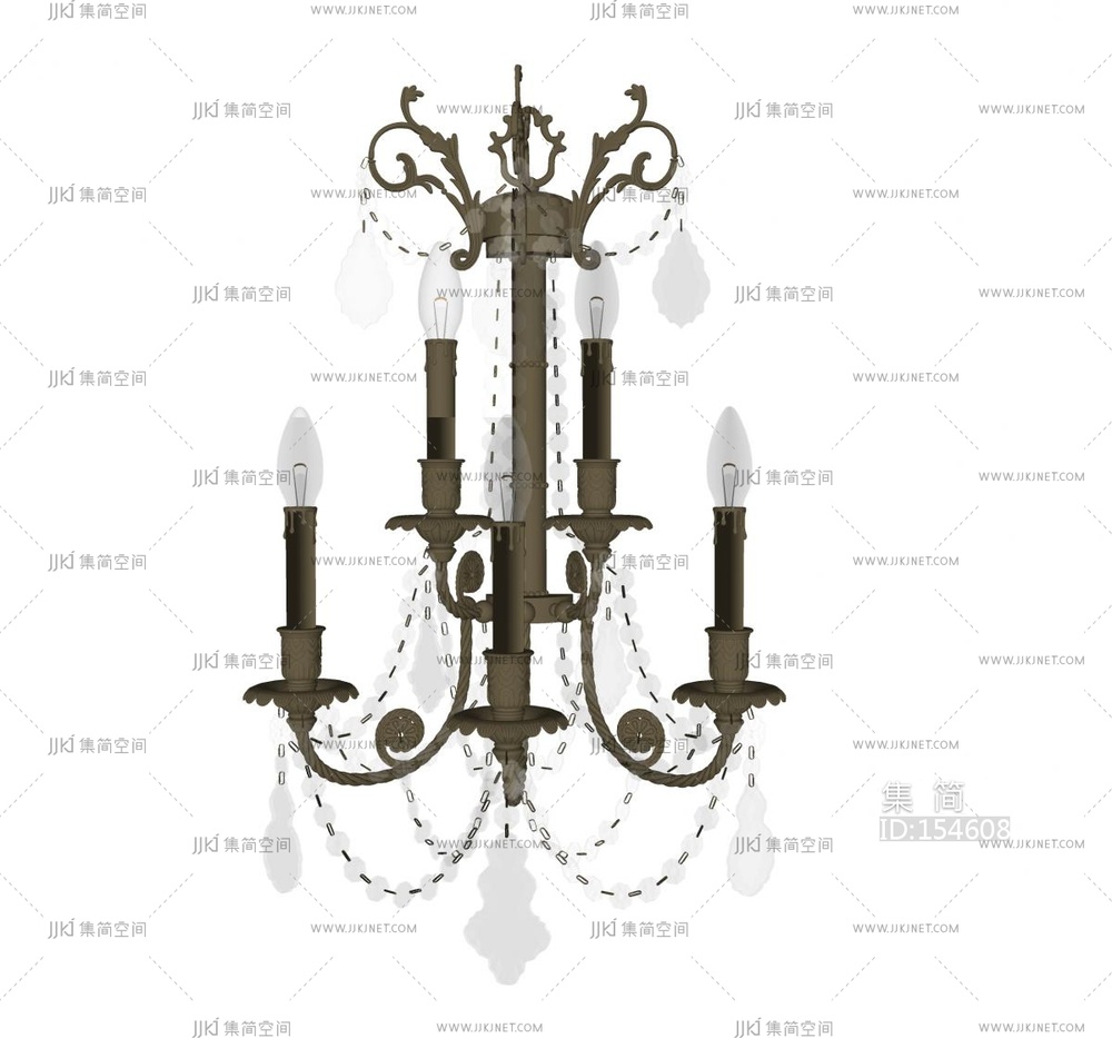 壁灯欧式水晶壁灯su模型