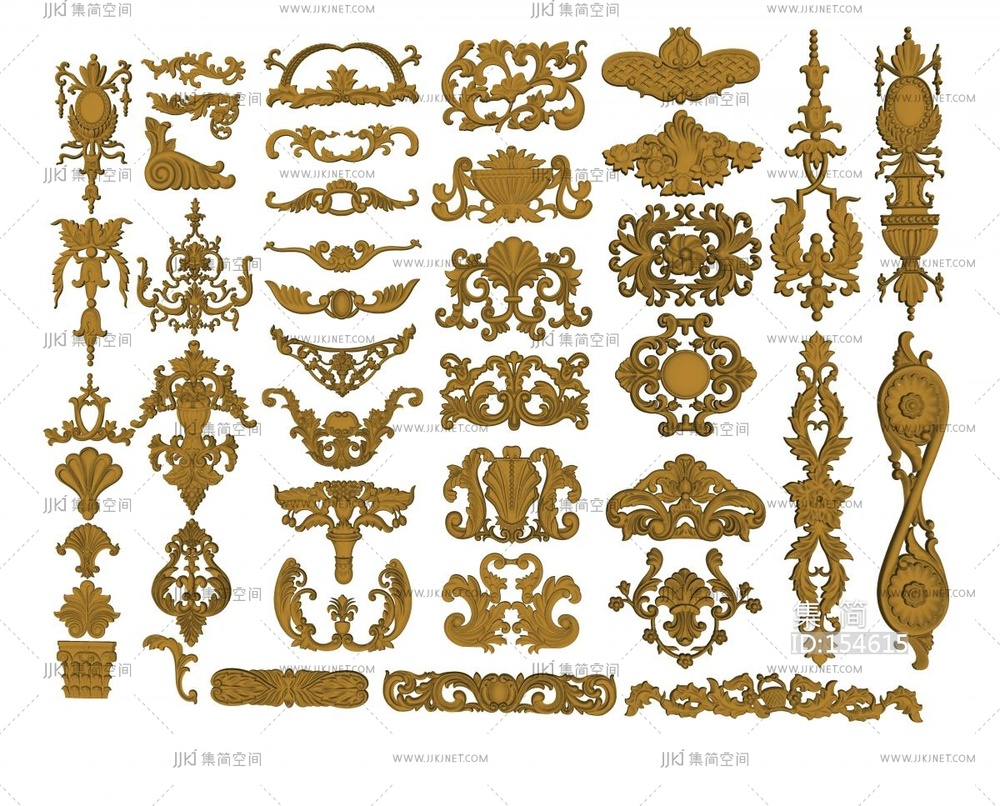 雕花_墙饰_金属构件_装饰_建筑构件su模型
