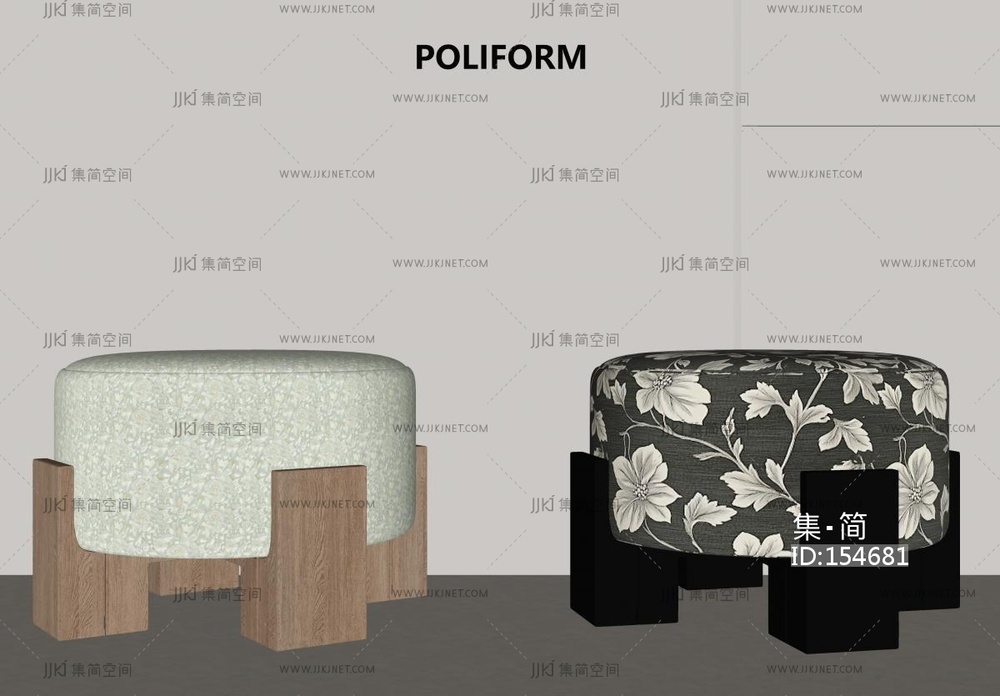 中古其他凳子_中古风圆凳SU模型