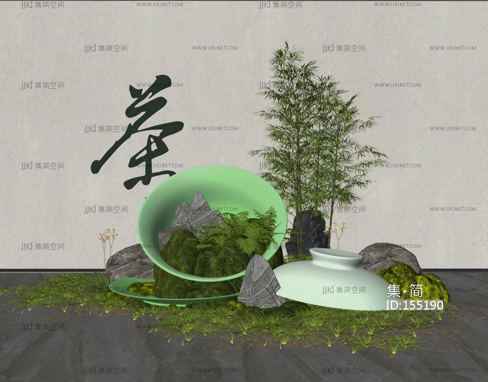 新中式美陈_茶文化主题美陈SU模型