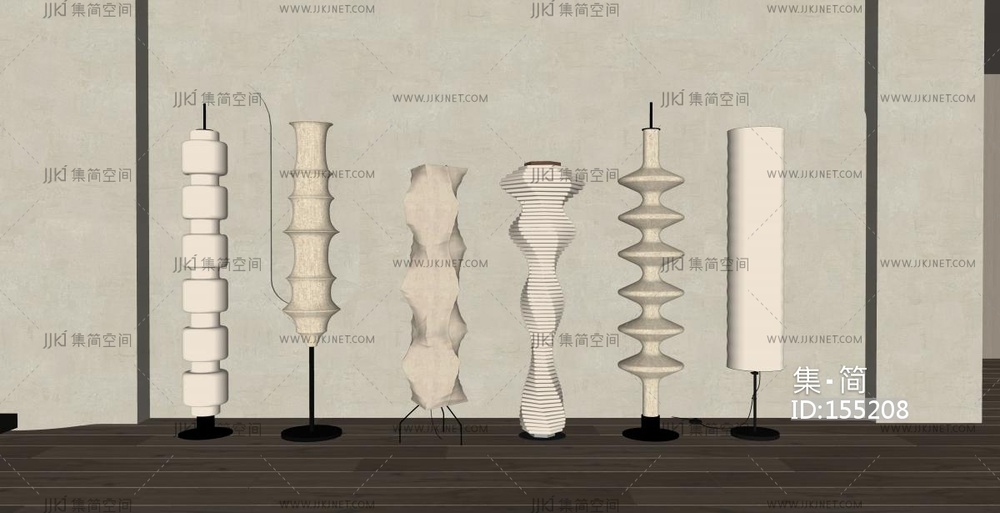 侘寂中式落地灯U模型