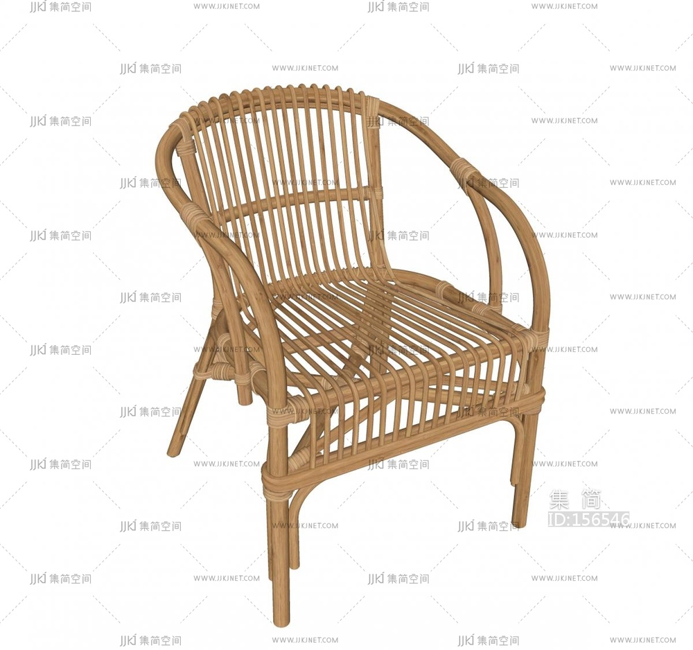 北欧藤编户外椅SU模型