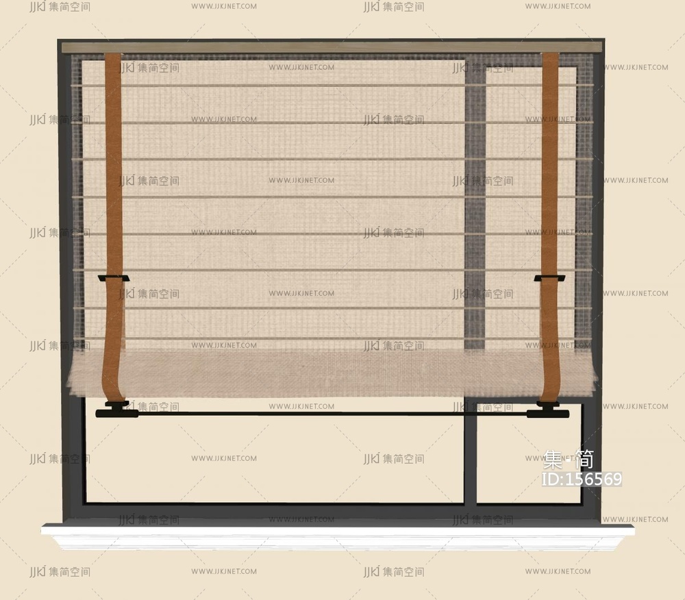 现代罗马帘_罗马帘卷帘窗帘SU模型