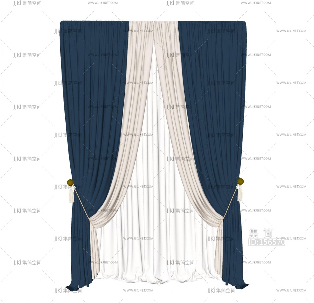 现代通用窗帘_布艺窗帘_纱帘SU模型