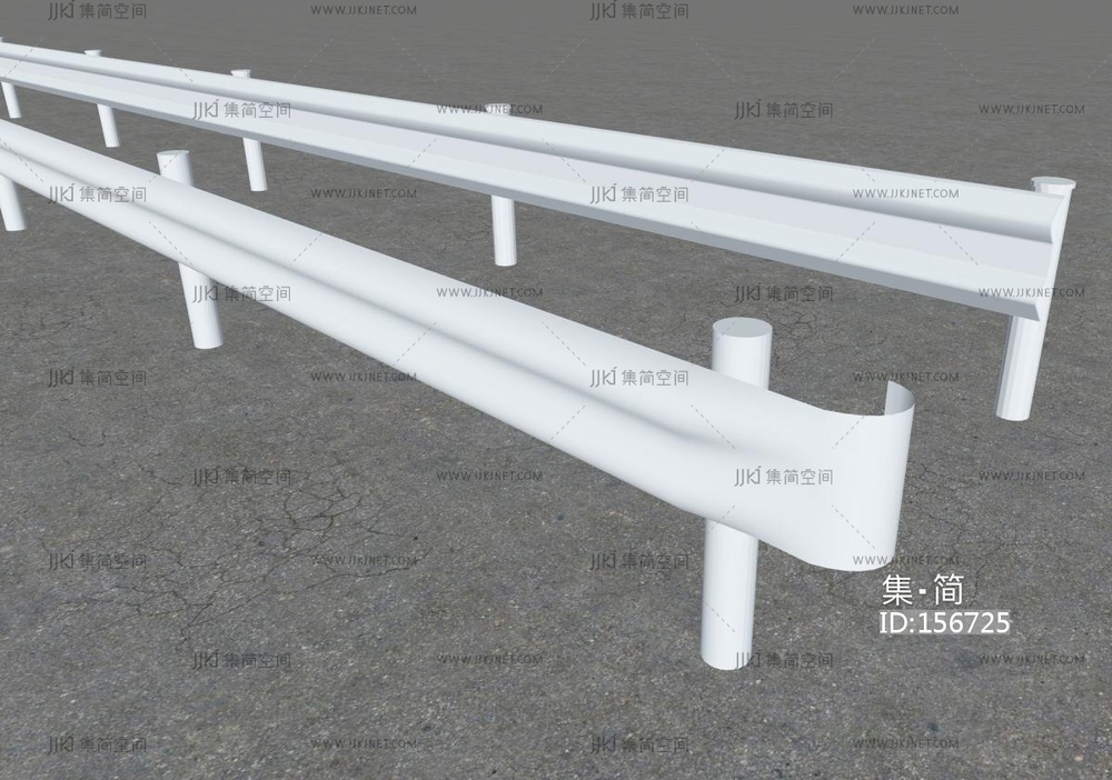 现代护栏_马路护栏_高速护栏su模型