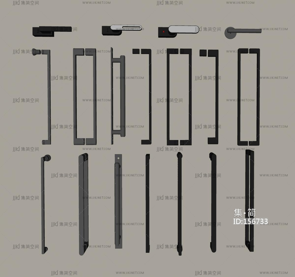 现代拉手su模型zip