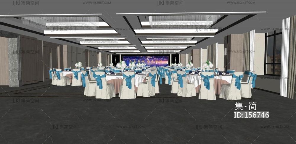 现代酒店大宴会厅SU模型