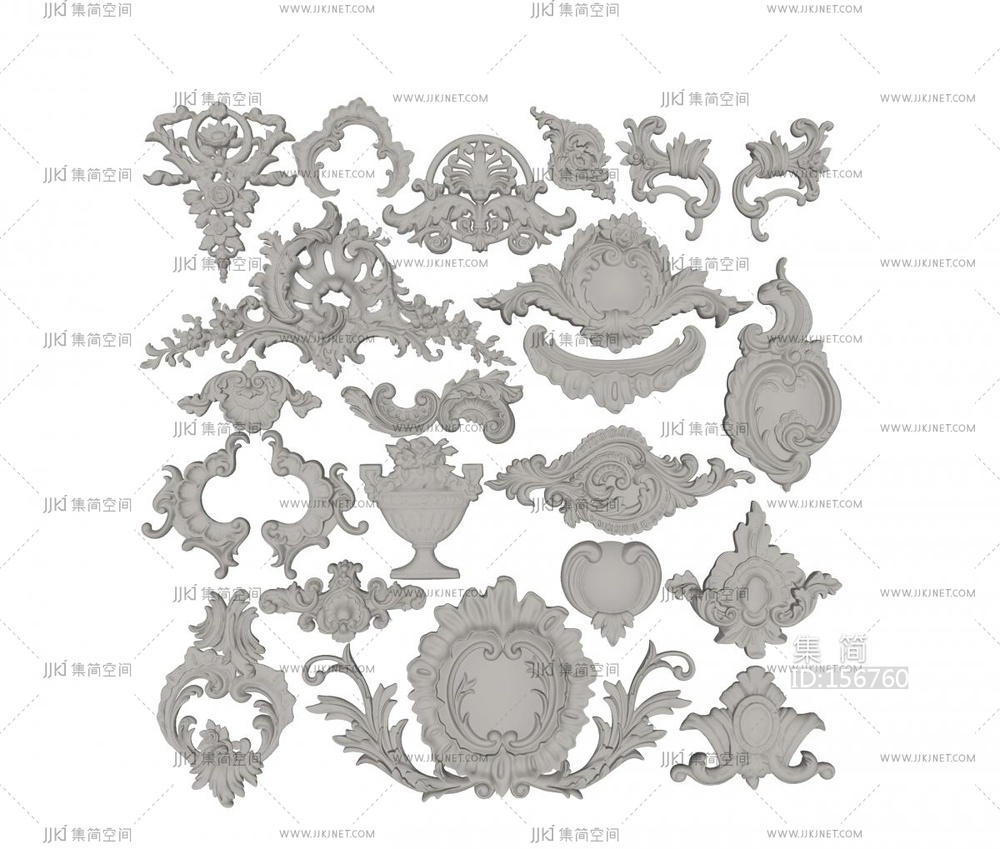 简欧雕花欧式雕花角花SU模型