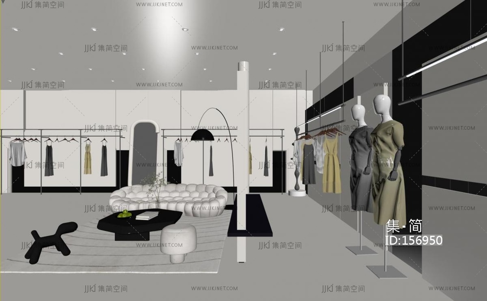 高级感服装店 su草图模型