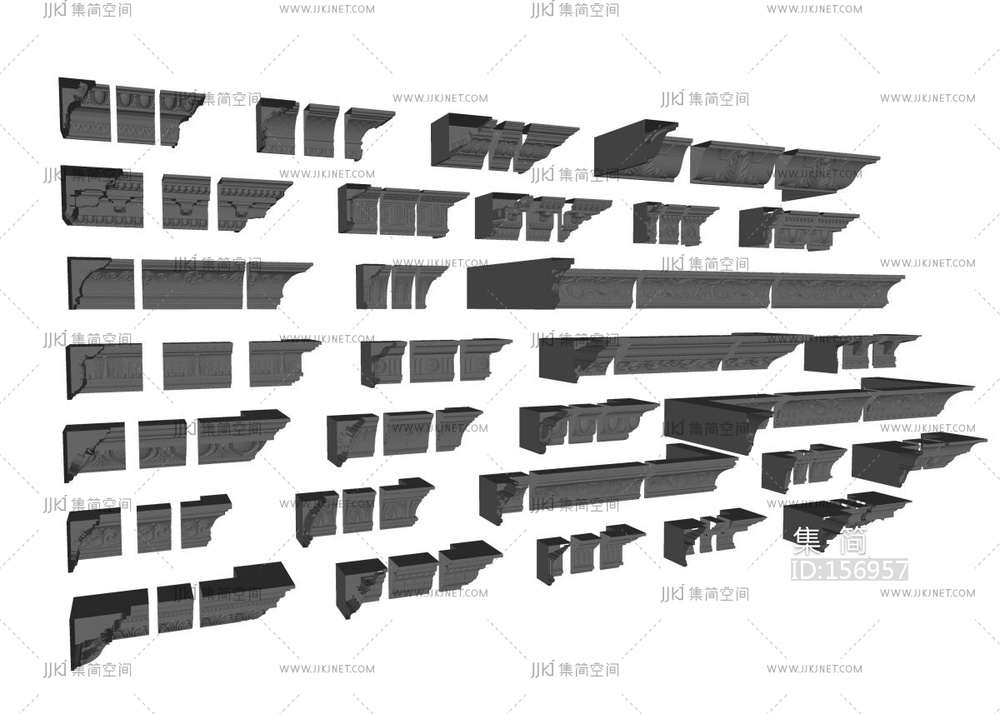 欧式雕花石膏线条角线SU模型