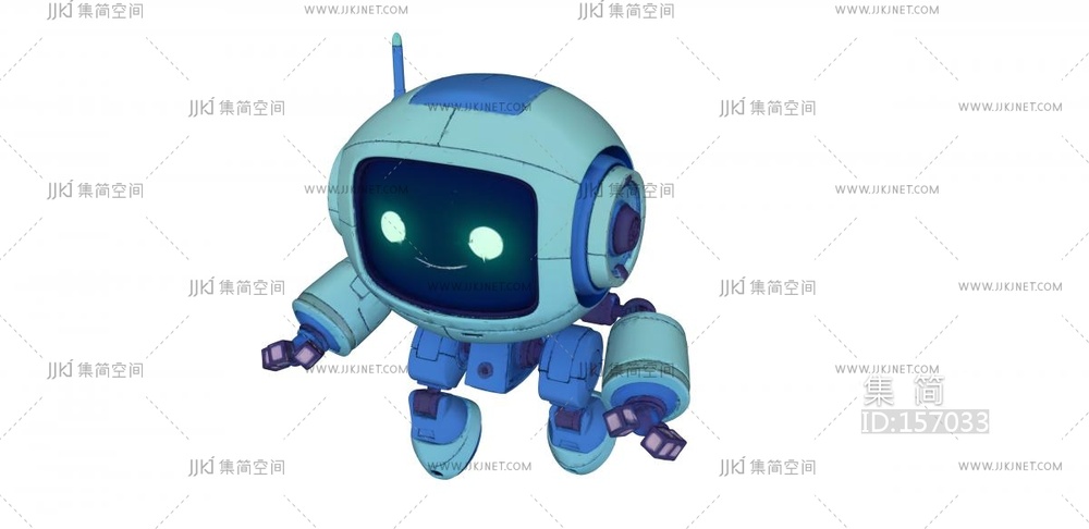 微笑的蓝色智能机器人