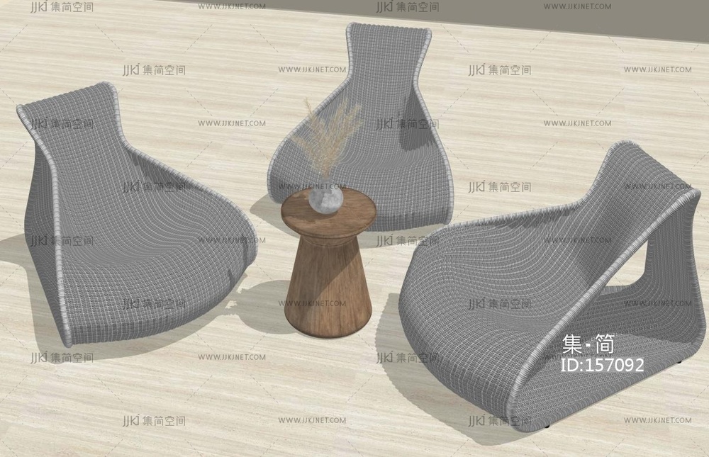 现代休闲椅_户外座椅SU模型