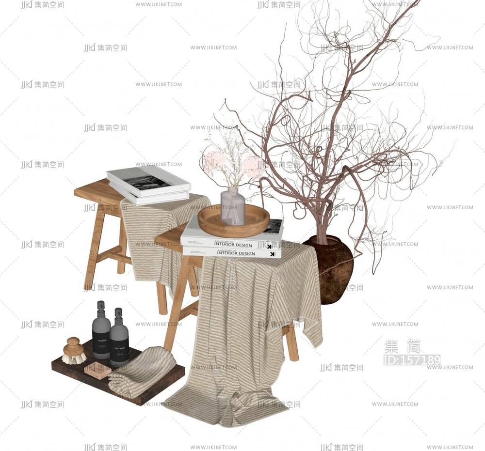  侘寂风卫浴摆件SU模型