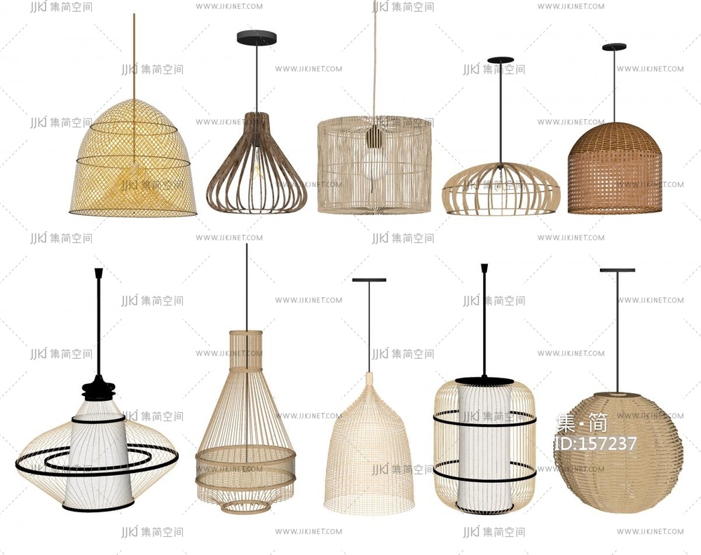 侘寂艺术吊灯 编制镂空_SU模型