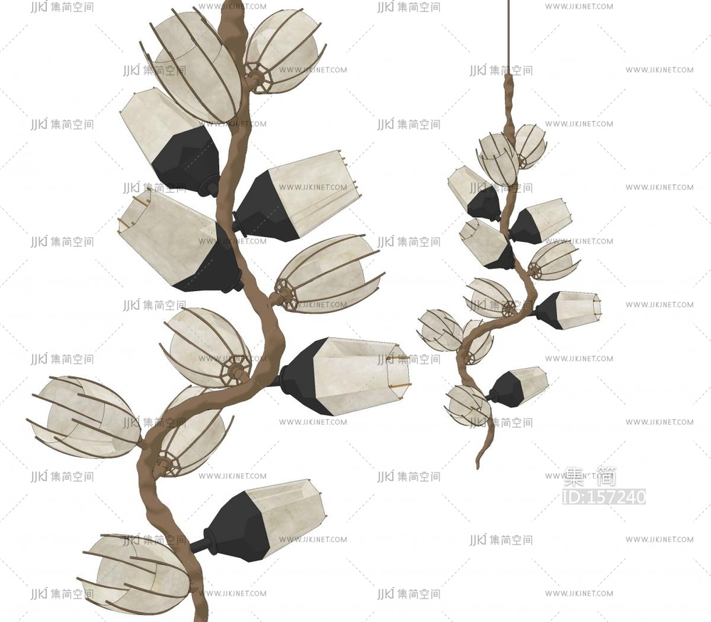 现代轻奢吊灯 金属吊灯 玻璃吊灯_SU模型