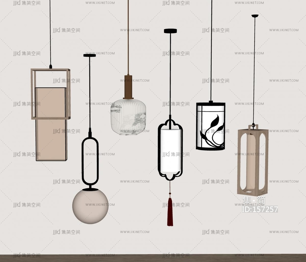 新中式吊灯 SU模型