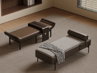侘寂风床尾凳SU模型