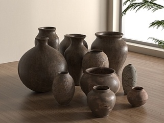 现代侘寂罐子_陶罐_现代侘寂罐子_侘寂风陶罐器皿_茶叶罐SU模型