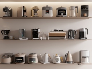 家用电器组合_电饭煲_厨房电器_豆浆机_咖啡机SU模型