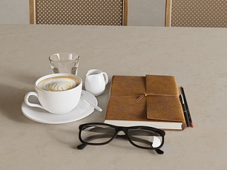 现代书籍_书籍_咖啡_眼镜_摆件_饰品SU模型