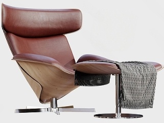 现代休闲椅_现代皮革躺椅SU模型