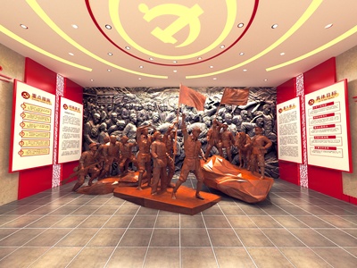 02党建展厅革命红军雕塑雕像