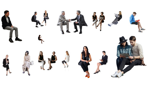 坐着的人，商务人物，办公人物