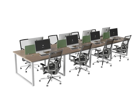 现代员工工位，办公桌办公椅