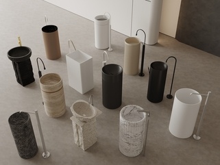 台盆_洗手台_柱盆SU模型