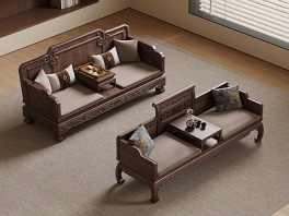 新中式罗汉床SU模型