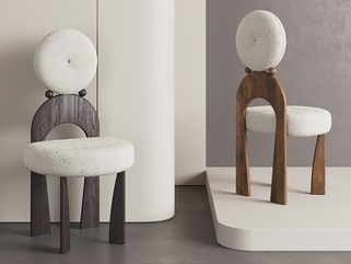 中古侘寂餐椅_单椅SU模型