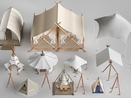 露营帐篷_天幕_张拉膜_露营器材SU模型