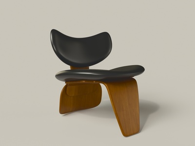 10现代栗木实木黑色皮革休闲椅