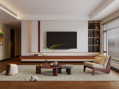 11中古风客厅 电视墙 茶几组合