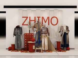 现代简约美陈_服装橱窗SU模型
