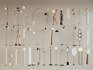 现代奶油落地灯SU模型