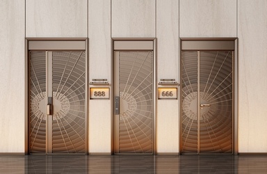 轻奢意式双开门_双开门_子母门_大门_别墅大门_铜门SU模型