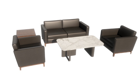 现代办公沙发组合su模型