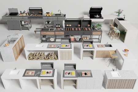 户外洗手台_烧烤台_庭院操作台3D模型