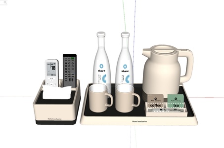 茶具_电水壶_遥控器托盘客房设备SU模型