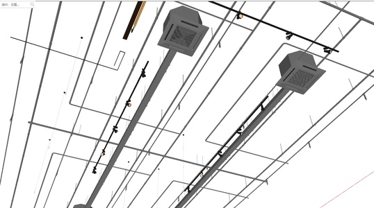 空调风机盘管_机电管道_吸顶空调SU模型