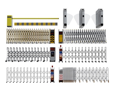 现代电动伸缩门_自动收缩门__学校推拉收缩_收费杆_闸机3D模型