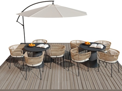 现代户外桌椅_休闲椅_洽谈桌椅_户外椅_户外餐桌_遮阳伞3D模型