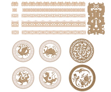 中式金属雕花 雕花 中式雕纹 镀金雕纹3D模型