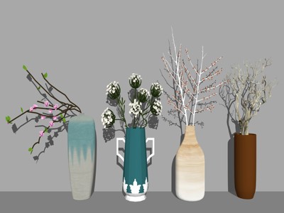 现代风格花瓶装饰品 su草图模型