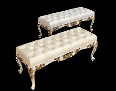 欧式布艺床尾凳床踏su模型v