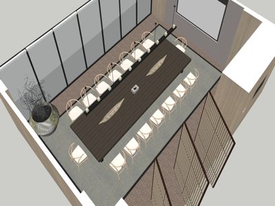 现代会议室长台会议桌 su草图模型