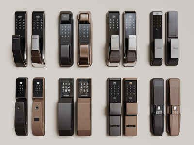 现代拉手_现代电子锁_防盗锁_指纹锁_智能锁_密码锁3D模型