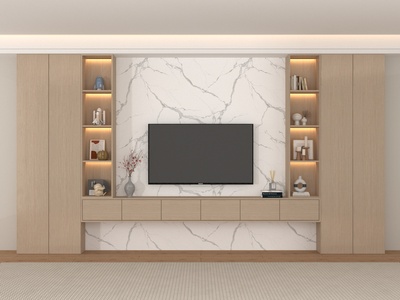 现代电视背景墙,3D模型