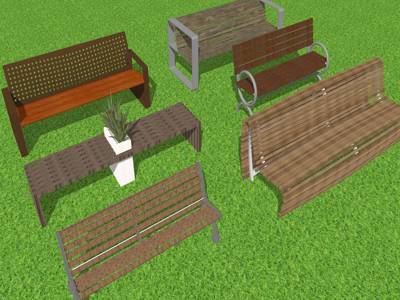 现代景观花园户外椅扶手椅景观凳 su草图模型